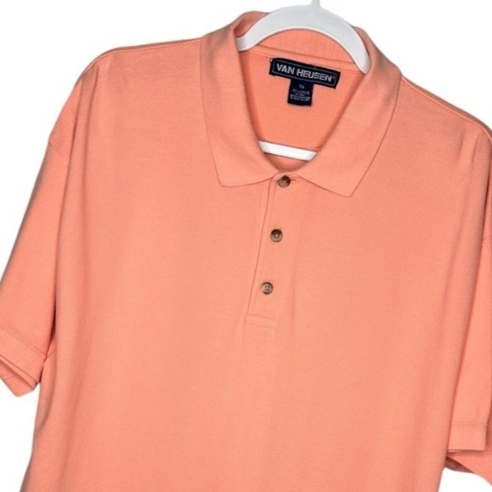 Van Heusen Men's Good Polo Shirt XXL Peach Cotton Short‎ Sleeve Casual